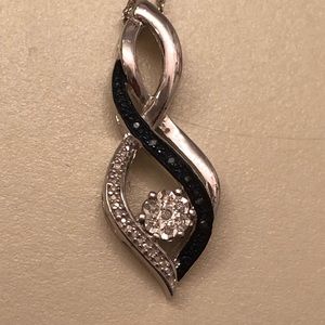 NWOT Sterling Silver Blue and White Diamond Necklace